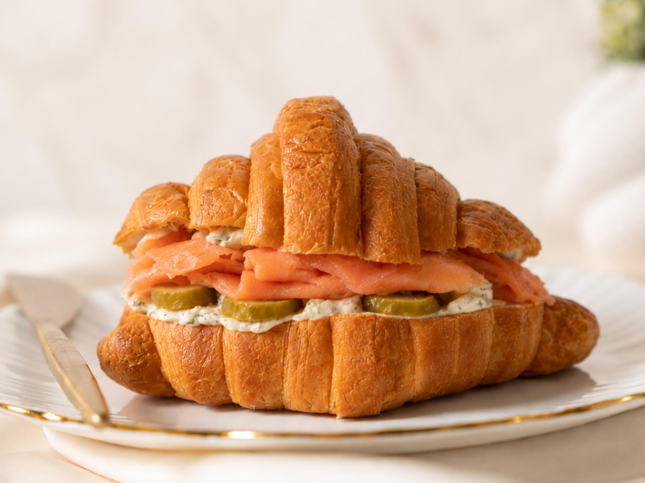 Smoked Salmon Cream Cheese Croissant 🔴
